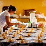 John Armstrong Millar - Chef preparing warm pear and vanilla desert at a wedding in South West France